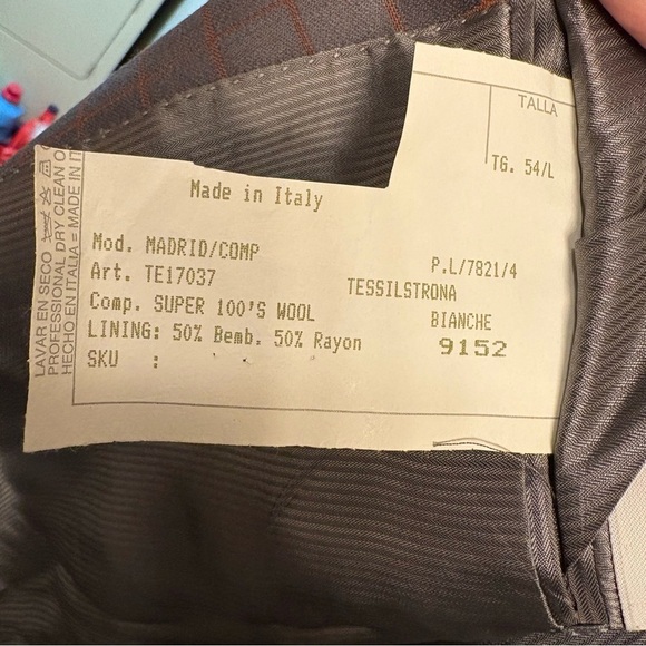 Studio Milano Tessilstrona 7 Button Blazer Sport Coat Wool Gray Checked Mens 43L - Picture 7 of 9